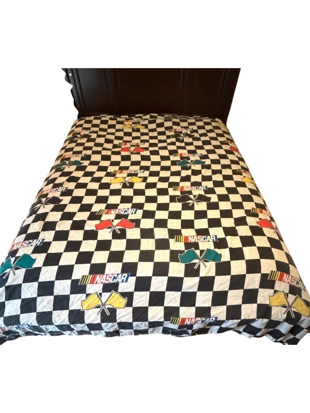Dan River VINTAGE NASCAR Full Size Flat Bed Sheet Poly Blend Size 80"x 94"-READ